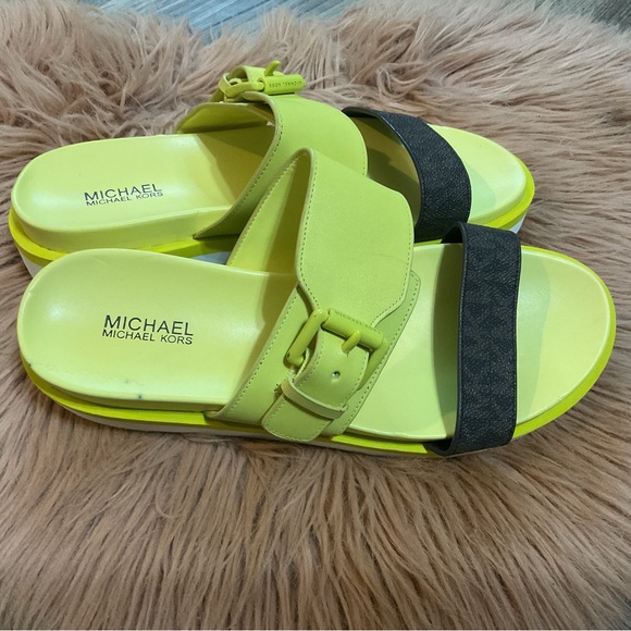 Michael Michael Kors Bo Slide Sandals Lime Size 6 - Picture 5 of 13